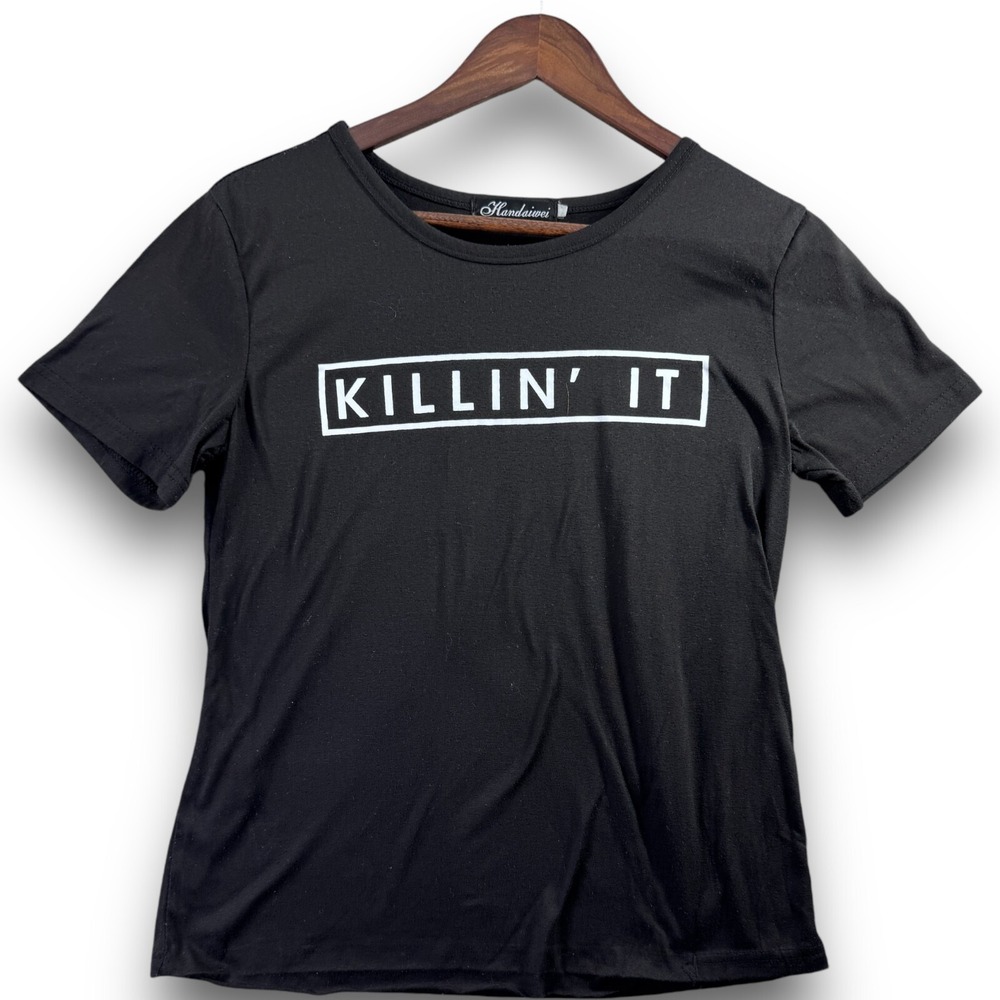 Handaiwei Killin' It  Women's T-Shirt Medium M Black Short Sleeve Crew Neck